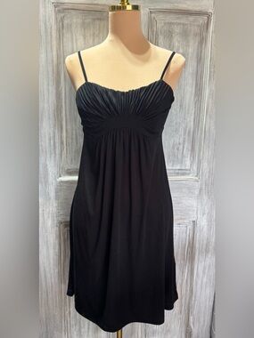 New H&M Black Ruched Sweetheart Adjustable Spaghetti Strap Jersey Dress (Size 8)